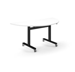 Pro Flip Semi-Circular Table 1600 x 800, Black, White Top