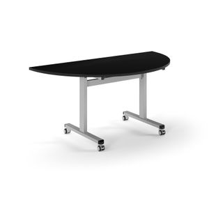 Pro Flip Semi-Circular Table 1600 x 800, Silver, Black Top