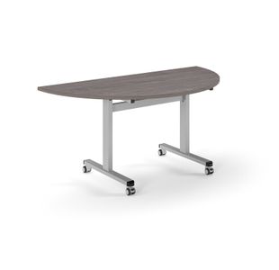 Pro Flip Semi-Circular Table 1600 x 800, Silver, Grey Oak Top