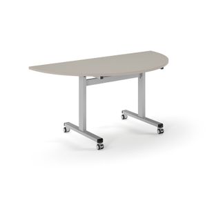 Pro Flip Semi-Circular Table 1600 x 800, Silver, Light Grey Top