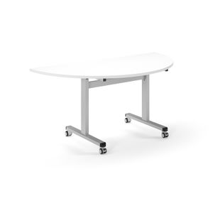 Pro Flip Semi-Circular Table 1600 x 800, Silver, White Top