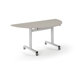 Pro Flip Semi-Circular Table 1600 x 800, White, Light Grey Top