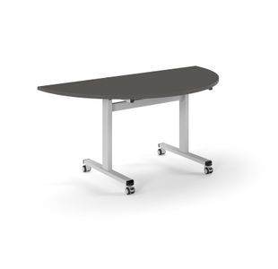 Pro Flip Semi-Circular Table 1600 x 800, White, Onyx Grey Top