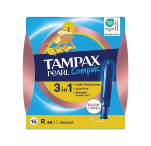 Tampax Compak Pearl Applicator Tampons Regular x16 Pack of 8 C012299