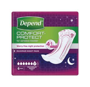 Depend Comfort Protect Maximum Night Pads Pack of 6 C011337