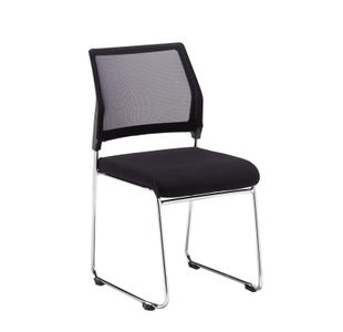 Quavo black mesh back multi-purpose chair with black fabric seat and chrome wire frame (pack of 4)