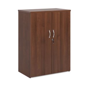 Universal double door cupboard 1090mm high with 2 shelves - walnut