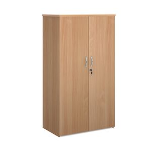 Universal double door cupboard 1440mm high with 3 shelves - beech