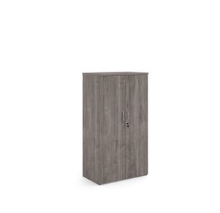 Universal double door cupboard 1440mm high with 3 shelves - grey oak