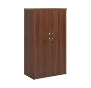 Universal double door cupboard 1440mm high with 3 shelves - walnut