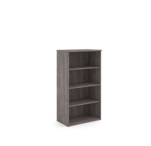 Universal bookcase 1440mm high with 3 shelves - grey oak
