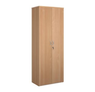 Universal double door cupboard 2140mm high with 5 shelves - beech