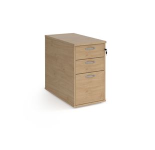 Desk high 3 drawer pedestal with silver handles 800mm deep - Kendal Oak