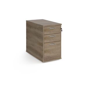 Desk high 3 drawer pedestal with silver handles 800mm deep - Nebraska Oak
