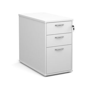 Desk high 3 drawer pedestal with silver handles 800mm deep - white