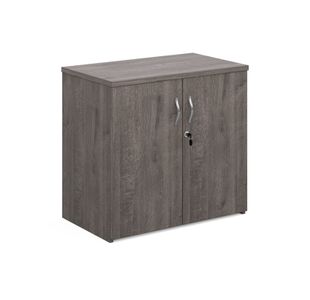 Universal double door cupboard 740mm high with 1 shelf - grey oak