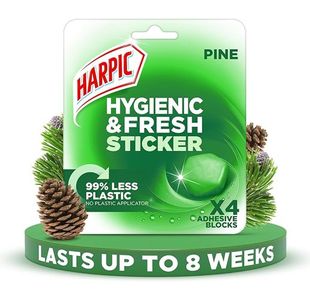Harpic Hygienic & Fresh Pine Toilet Stickers Adhesive Toilet Block (Pack 4) - 3275287