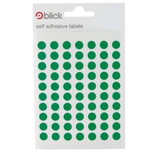 Blick Coloured Labels in Bags Round 8mm Dia 490 Per Bag Green (Pack of 9800) RS002659
