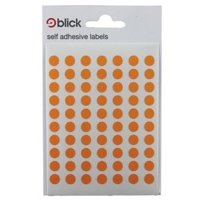 Blick Coloured Labels in Bags Round 8mm Dia 490 Per Bag Orange (Pack of 9800) RS002857