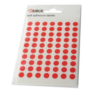 Blick Coloured Labels in Bags Round 8mm Dia 490 Per Bag Red (9800 Pack) RS003250