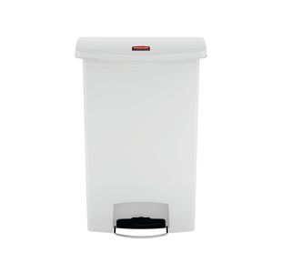 Rubbermaid Slim Jim Pedal Bin Step On Resin 90 Litres White 1883561