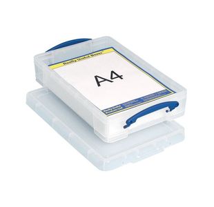 Really Useful 4L Plastic Storage Box With Lid 395x255x80mm Clear KING4C