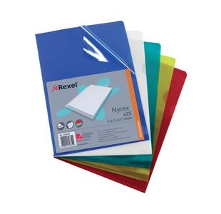 Rexel Nyrex Cut Flush Folders A4 Assorted (Pack of 25) 12161AS