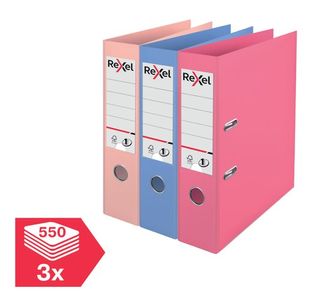 Rexel Lever Arch File Solea PP No.1 75mm A4 Assorted (Pack of 3) 2115711