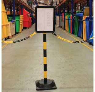 Post and A4 Sign Holder Plastic Yellow/Black 426953