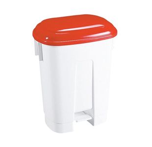 Derby 30 Litre White/Red Plastic Pedal Bin 348021