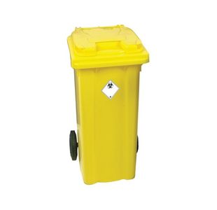 Yellow Clinical Waste 2 Wheel Refuse Container 120 Litres 377918