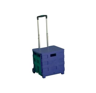 Folding Container Trolley with Lid Blue /Green 379531