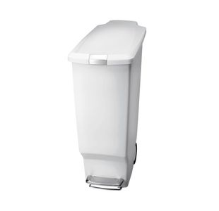 White Slim Plastic Pedal Bin 40L 382649