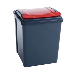 VFM Recycling Bin With Lid 50 Litre Red 384289