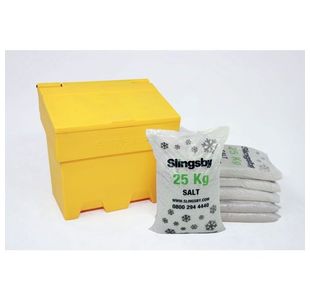 Rota-moulded Stackable Salt and Grit Bin Supplied with White Salt Yellow 170L 395104