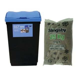Economy Salt and Grit Bin Kit Black/Blue 47L with 25kg Brown Salt 401296