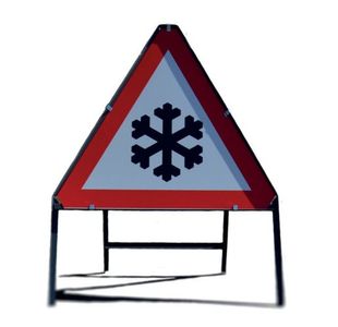 Winter Hazard Snow and Ice Warning Sign 750mm Red/White 403077
