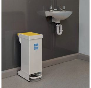 Fire Retardant Steel Sackholder White Body with Yellow Lid 28L 410360