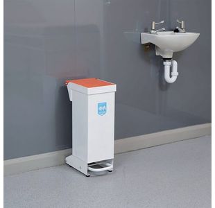 Fire Retardant Steel Sackholder White Body with Orange Lid 28L 410361