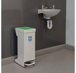 Fire Retardant Steel Sackholder White Body with Green Lid 28L 410362