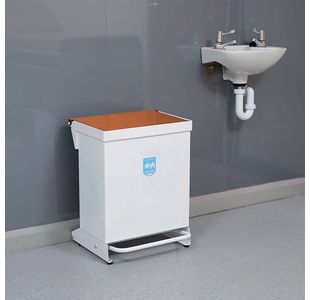 Fire Retardant Steel Sackholder White Body with Orange Lid 42L 410367