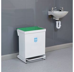 Fire Retardant Steel Sackholder White Body with Green Lid 42L 410368