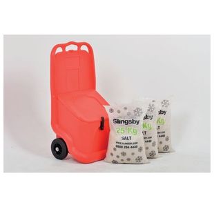 Mobile Salt and Grit Bin Kit Red 75L with White De-icing Salt 418884
