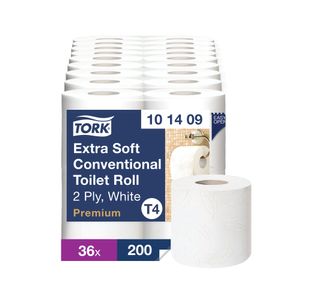 Tork Extra Soft Conventional Toilet Roll Premium 2-Ply 200 Sheets Per Roll 9x4 (Pack of 36) 101409