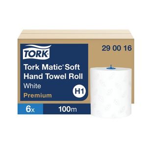 Tork Matic Hand Towel Roll H1 White 100m (Pack of 6) 290016