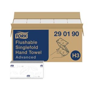 Tork Singlefold Hand Towel H3 Flushable White 250 Sheets (15 Pack) 290190