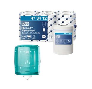 Tork Reflex Centrefeed Wiping Paper 1-Ply (Pack of 6) + FOC Dispenser