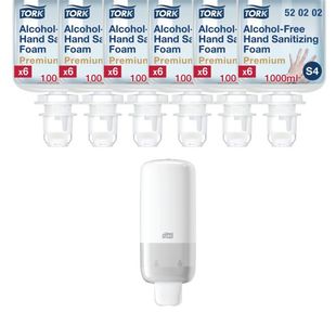Tork Alcohol-Free Foam Sanitiser 1 Litre (Pack of 6) + FOC Dispenser