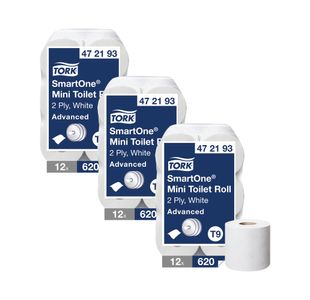 Tork T9 SmartOne Mini 2-Ply Toilet Rolls (Pack of 12) 3For2