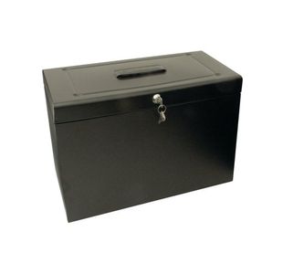 Cathedral Metal File Box Home Office Foolscap Black HOBK